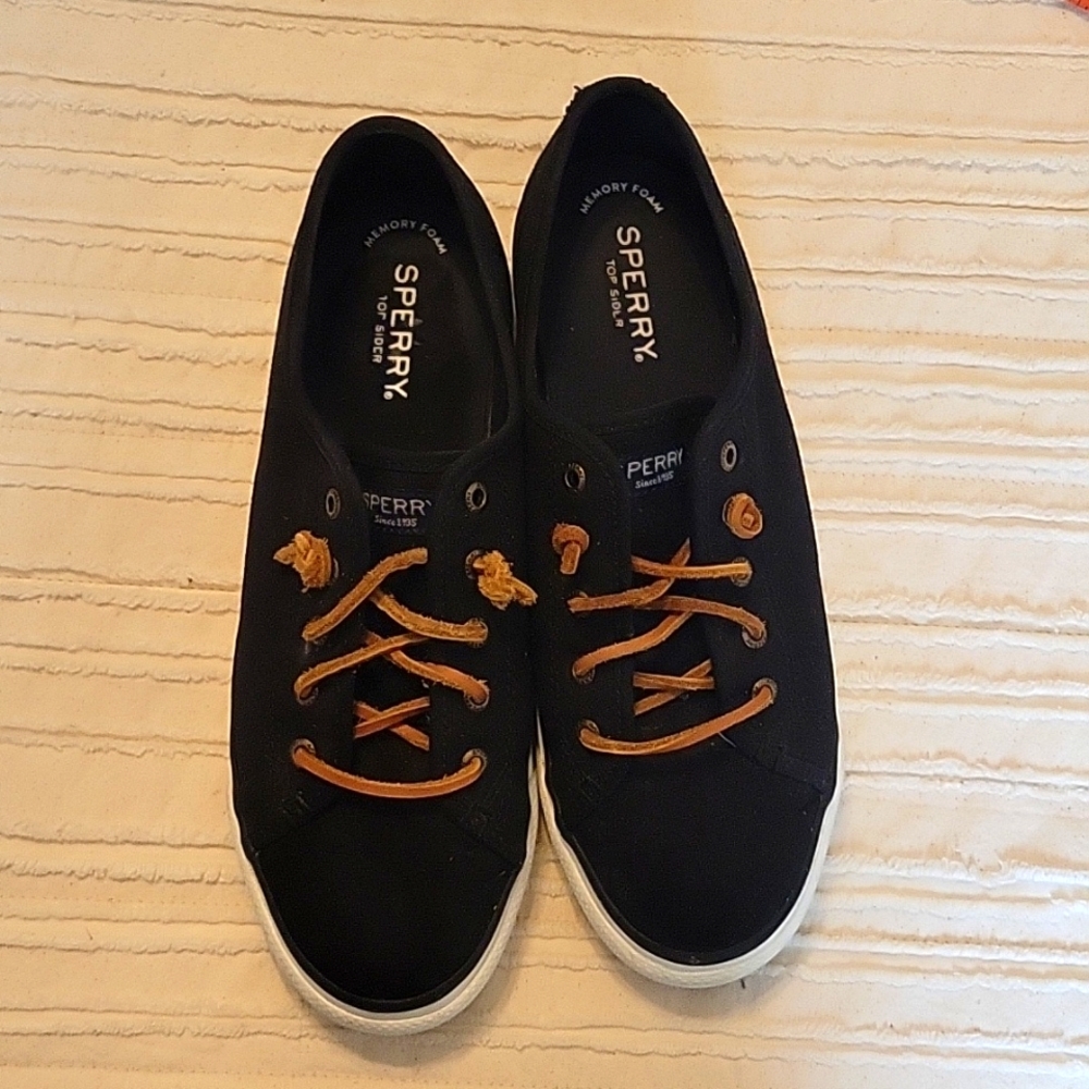 Women's Black Canvas Sperry Top Sider